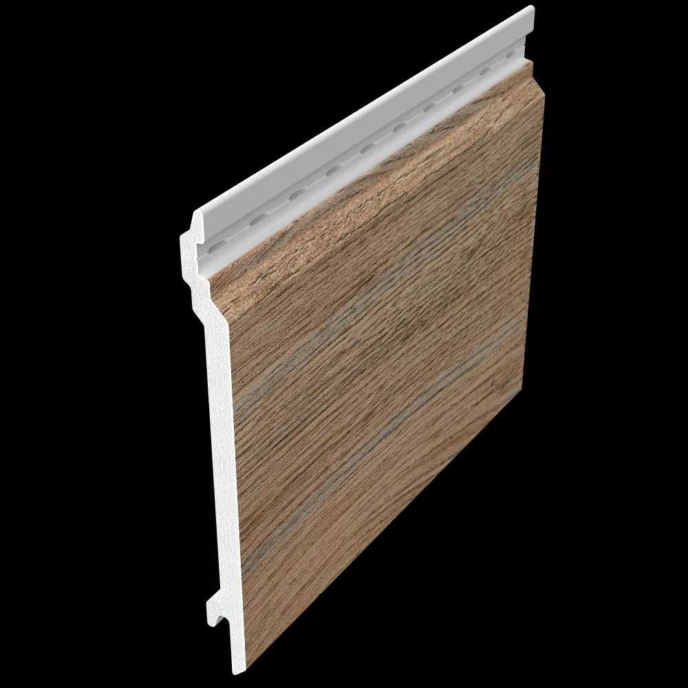 Fortex Naturale V-groove cladding sample in a warm wood-effect finish